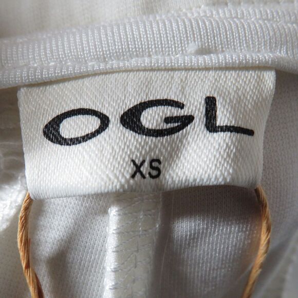 OGL White Bamboo Blend Ponte Knit Pleated High Waist Zip Up Shorts Size XS - Picture 4 of 5